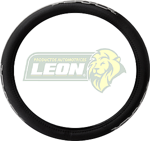 FUNDA P/VOLANTE TIPO PIEL NEGRA ROJA/PLATA LISA UNIVERSAL