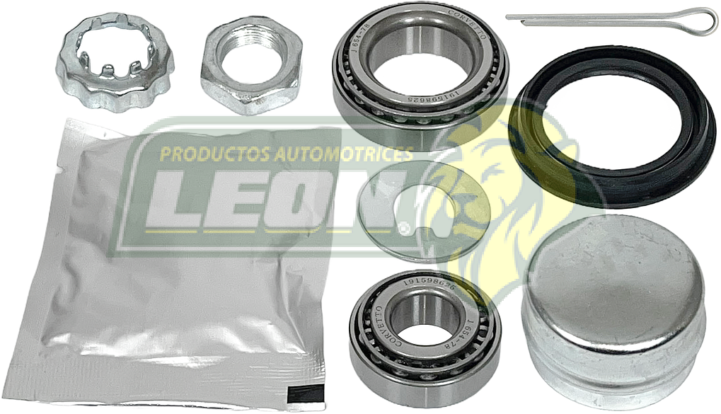 BALERO R.D. Y R.T. (“KIT” RETEN, GRASA, RONDANA NARIZ, TUERCA, CORONA, CHAVETA, TAPA CUBO) VW POINTER, CARIBE, CORSAR, G.M. CHEVY, CORSA, MALIBU, TIGRA, VECTRA (1174910, 4544910)