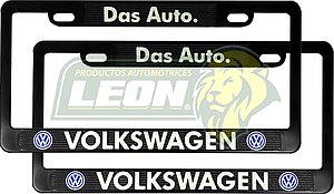 PORTAPLACAS NEGRAS GRABADAS VW LETRAS FLUORESCENTES (JGO. c/2 pz.)