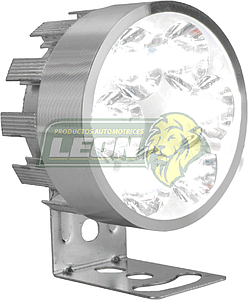 FARO P/MOTO REDONDO C/6 HIPERLEDS 1W CARCASA PLATA C/ESTROBO