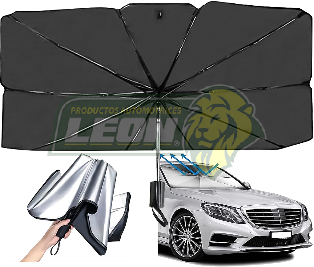 PARASOL TIPO PARAGUAS PARA PARABRISAS DE AUTO 130x75 cm.