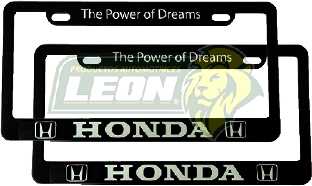 PORTAPLACAS NEGRAS GRABADAS HONDA LETRAS FLUORESCENTES (JGO. c/2 pzas.)