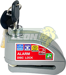 CANDADO PARA MOTO UNIVERSAL SEGURO ANTIROBO 110dB. CON ALARMA PLATA