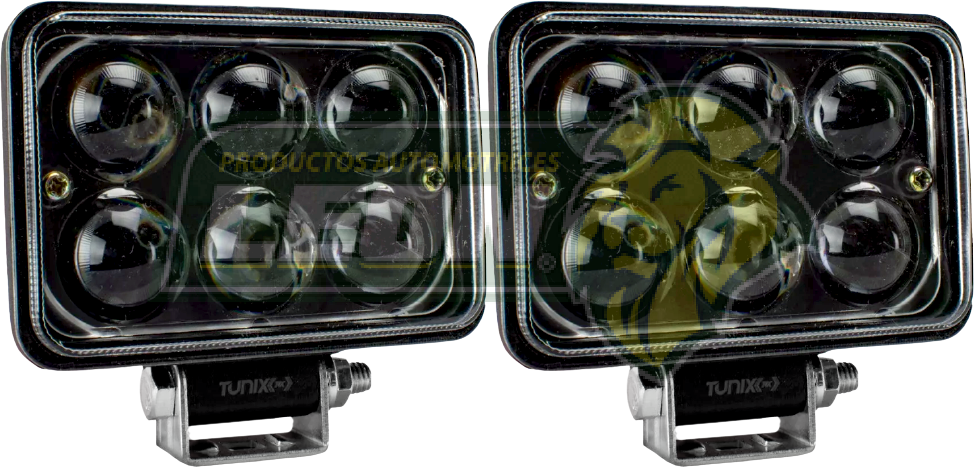FARO RECTANGULAR 6 LEDS C/LUPA BLANCO 7.8x11.2 cm ALT.: 9.3 cm TUNIX (JGO. c/2 pz)