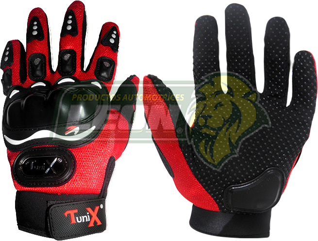 GUANTES P/MOTOCICLISTA “DEDOS COMPLETOS” GDE. ROJOS (PAR)