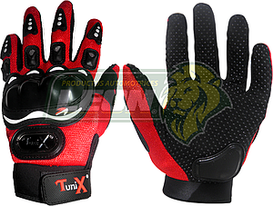 GUANTES P/MOTOCICLISTA “DEDOS COMPLETOS” GDE. ROJOS (PAR)