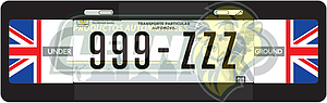 PORTAPLACA NEGRA T/EUROPEO C/BANDERA INGLATERRA-17 EN LOS COSTADOS  =PPE-INGL (X PIEZA)