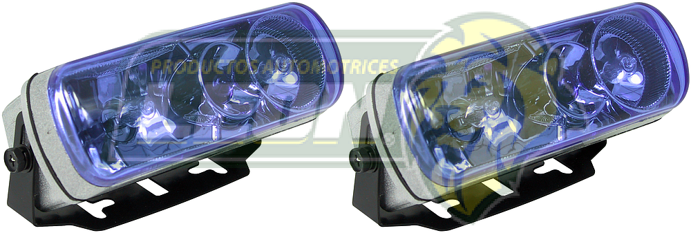 FARO 3 FOCOS RECT. CRISTAL AZUL (JGO. c/2 pz.)