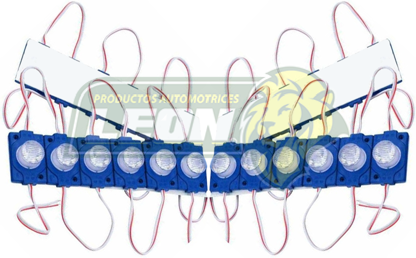 TIRA HIPERLED C/LUPA 12V 1.5W COLOR AZUL (20 MODULOS)