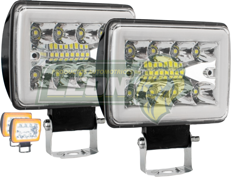 FARO LUZ BLANCA, ESTROBO C/OJO DE ANGEL TIPO GEL AMBAR C/16 LEDS 12V UNIVERSAL (JGO. c/2 pz.)