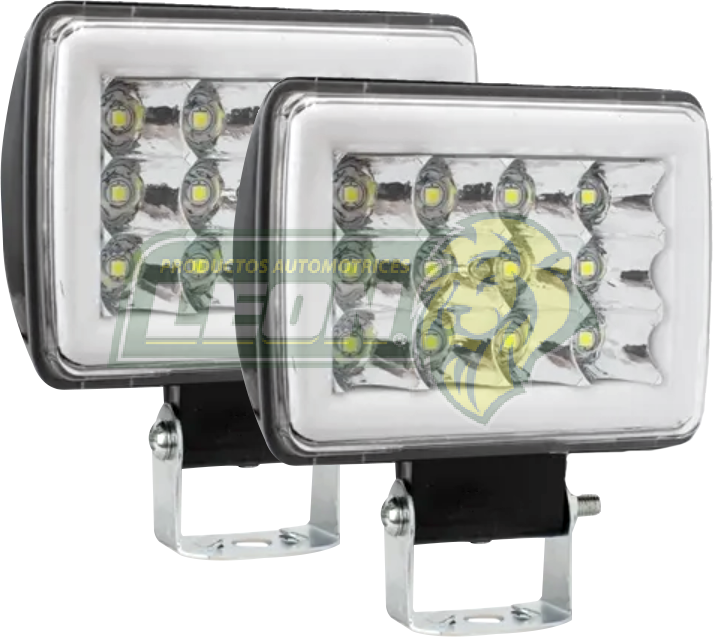 FARO LUZ BLANCA EN 3 HILERAS, ESTROBO C/OJO DE ANGEL TIPO GEL AMBAR C/12 LEDS 12V UNIVERSAL (JGO. c/2 pz.)