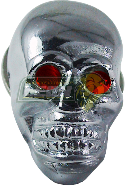 TORNILLO PARA PORTAPLACA “CALAVERA OJOS ROJOS” C/TUERCA 6x1.0 mm (X PIEZA) = CA5101/CROM