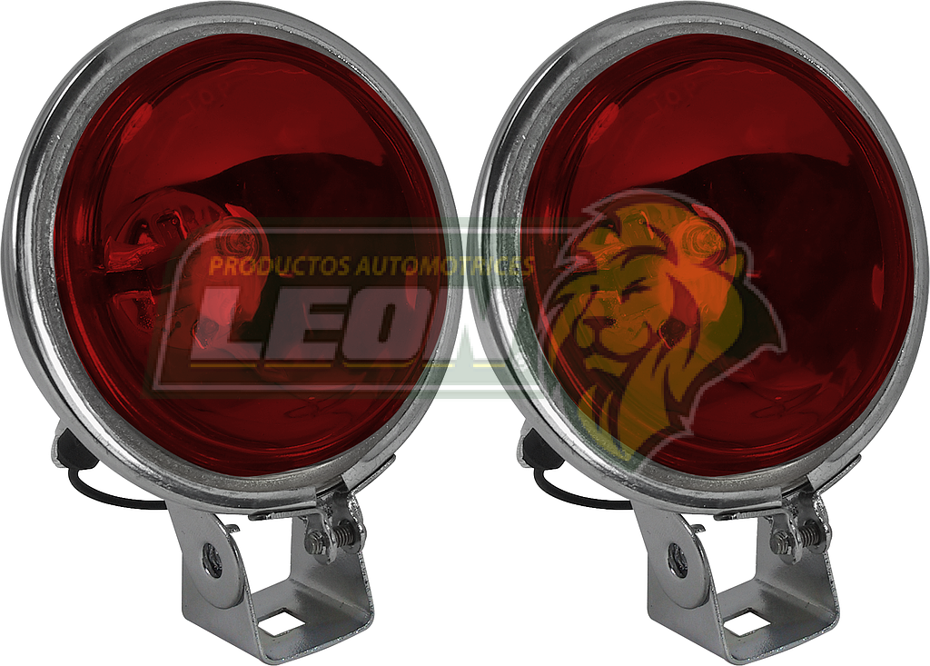 FARO REDONDO CROMADO 12V ROJO (JGO. c/2 pz.)