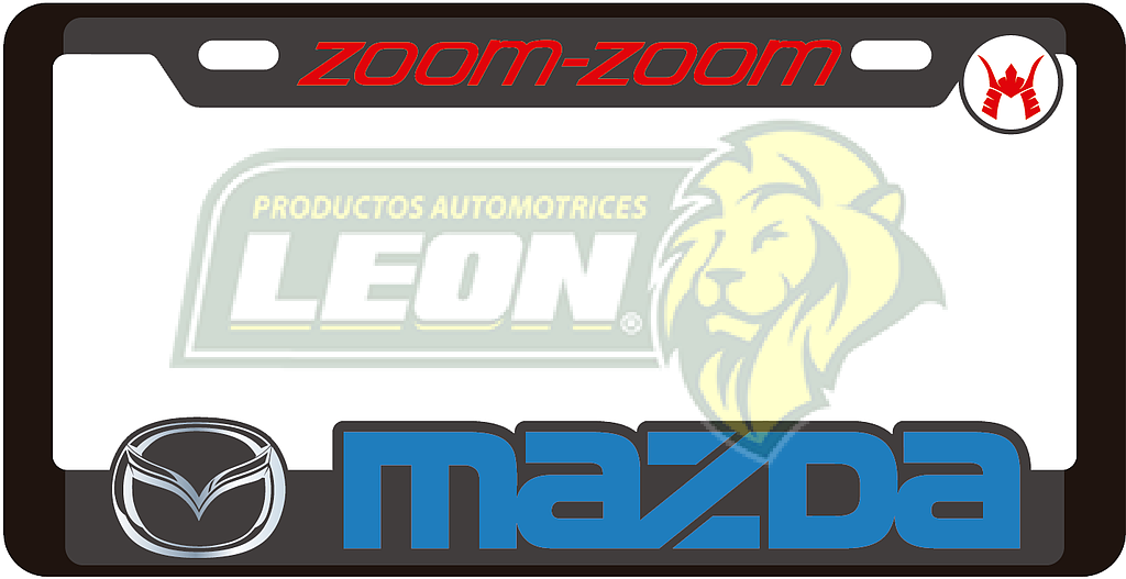 PORTAPLACAS DELUXE MAZDA REALZADA, DECORADO SERIGRAFIA Y HOT ESTAMPING (JGO. c/2 pzas.)