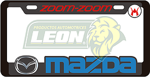 PORTAPLACAS DELUXE MAZDA REALZADA, DECORADO SERIGRAFIA Y HOT ESTAMPING (JGO. c/2 pzas.)