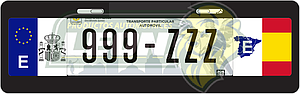 PORTAPLACA NEGRA T/EUROPEO C/BANDERA ESPAÑA-19 EN LOS COSTADOS (X PIEZA)
