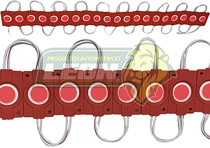 TIRA TIPO CHIP REDONDO 12V, 1W 9 LEDS COLOR ROJO (20 MODULOS)