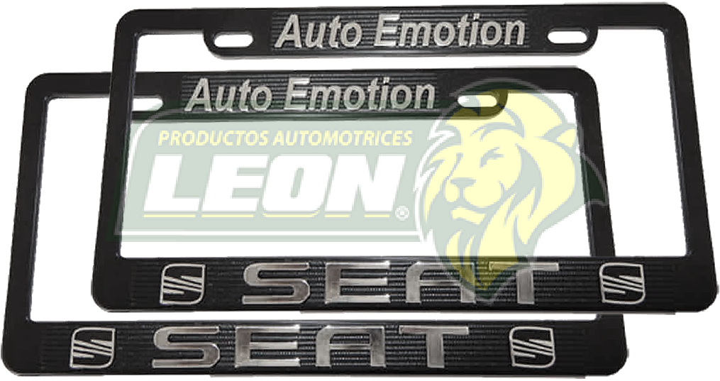 PORTAPLACAS NEGRAS GRABADAS SEAT LETRAS CROMADAS (JGO. c/2 pzas.)