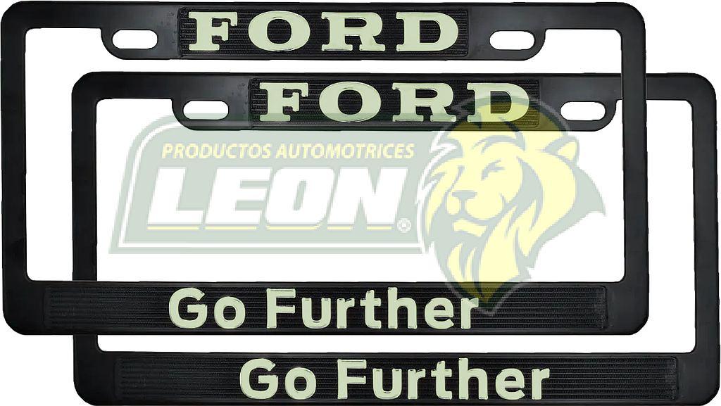 PORTAPLACAS NEGRAS GRABADAS FORD LETRAS FLUORESCENTES (JGO. c/2 pzas.)