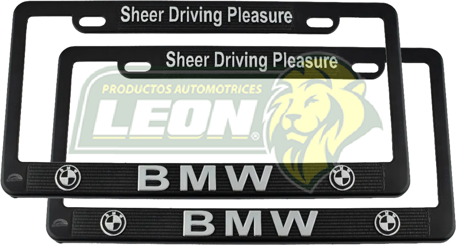 PORTAPLACAS NEGRAS GRABADAS BMW LETRAS CROMADAS (JGO. c/2 pzas.)