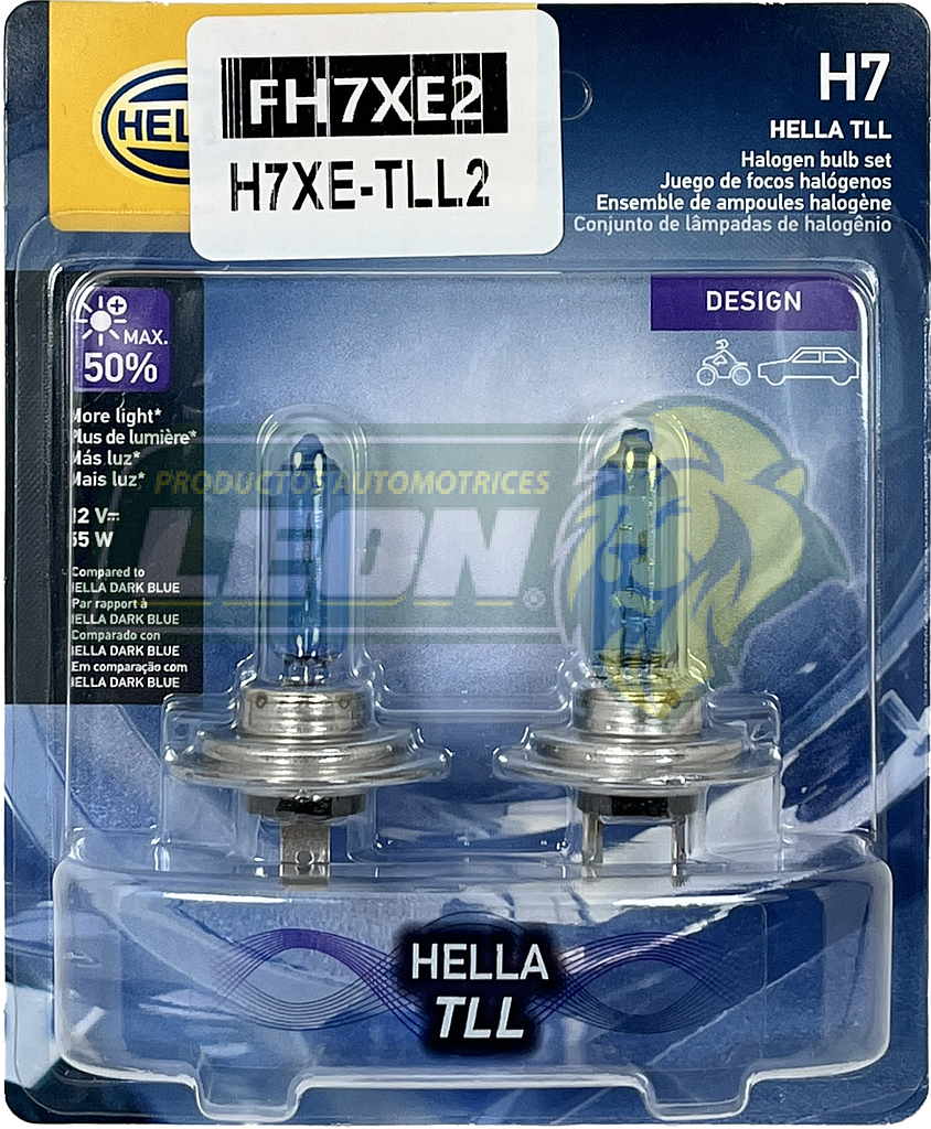 FOCO H7 12V 55W (ULTRA WHITE 4000°K 50% MÁS LUZ) (ESTUCHE JGO. c/2 pz.)
