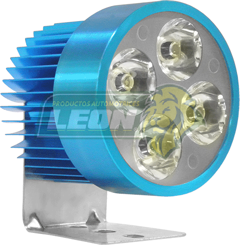FARO DE LED P/MOTO REDONDO 4 LEDS 3 WATTS C/U (AZUL) CARCASA LARGA