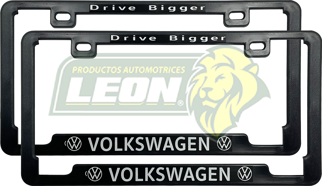 PORTAPLACAS SLIM (OFICIAL) SERIGRAFIA VW “DRIVE BIGGER” (JGO. c/2 pzas.)