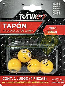 TAPON P/VALVULA DE LLANTA EMOJI EMOCIÓN (JGO. c/4 pzas.)