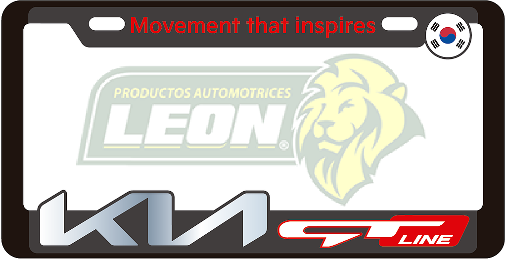 PORTAPLACAS DELUXE KIA REALZADA, DECORADO SERIGRAFIA Y HOT ESTAMPING (JGO. c/2 pzas.)