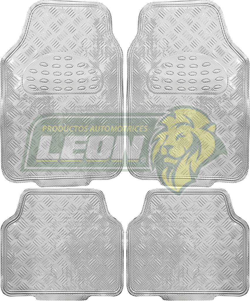 TAPETE CROMADO BLANCO METALIZADO PUNTOS NEGROS (JGO. c/4 pz.)