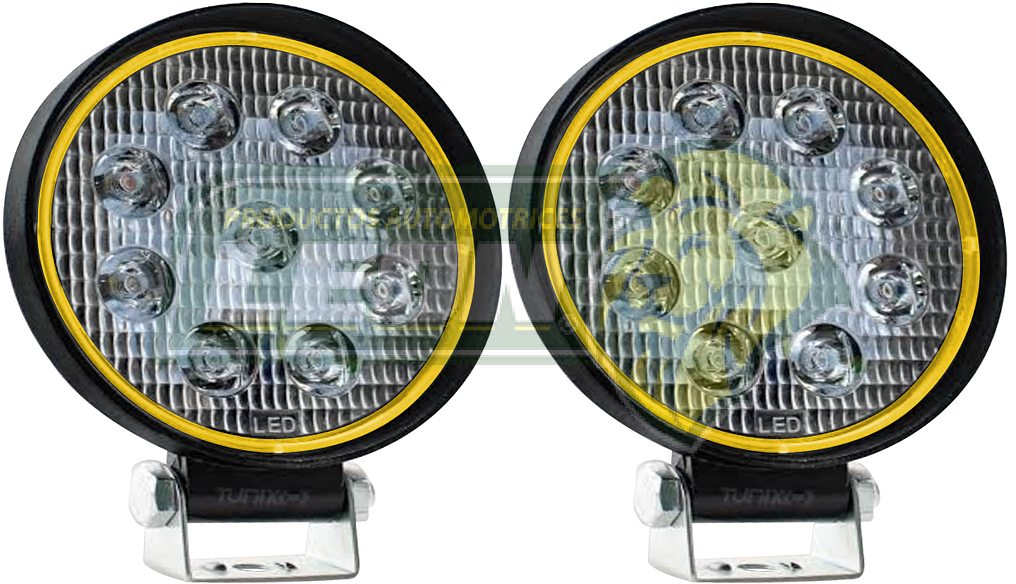 FARO REDONDO C/9 HIPERLEDS 27W C/FUNCION EN ARO LUZ AMBAR (JGO. c/2 pz.)