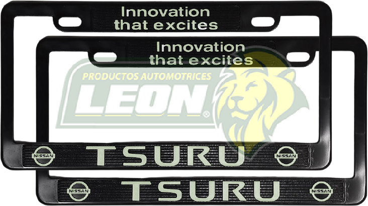 PORTAPLACAS NEGRAS GRABADAS TSURU LETRAS FLUORESCENTES (JGO. c/2 pzas.)