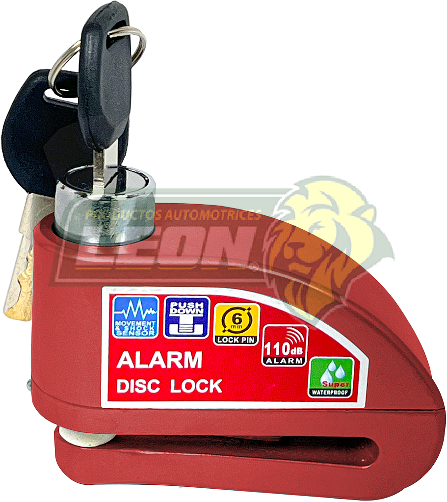 CANDADO PARA MOTO UNIVERSAL SEGURO ANTIROBO 110dB. CON ALARMA ROJO