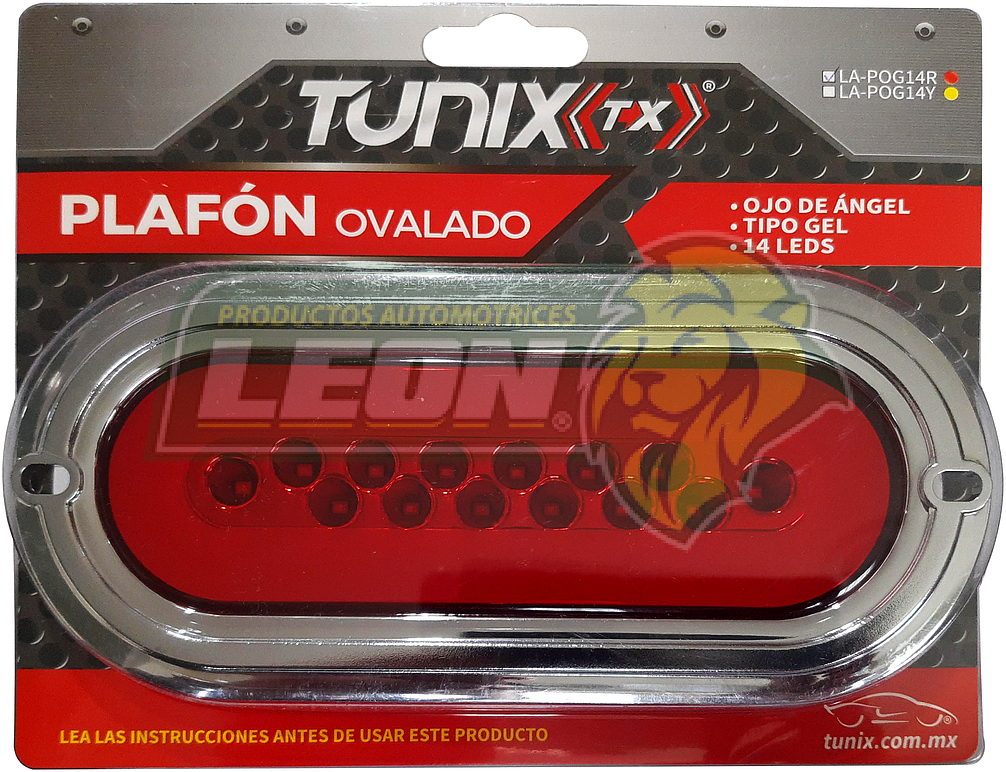 PLAFON OVALADO 14 LEDS OJO DE ANGEL TIPO GEL ROJO