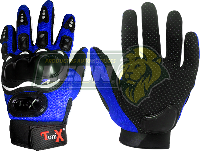 GUANTES P/MOTOCICLISTA “DEDOS COMPLETOS” GDE. AZULES (PAR)