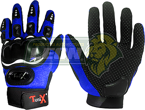 GUANTES P/MOTOCICLISTA “DEDOS COMPLETOS” GDE. AZULES (PAR)
