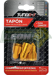 TAPON P/VALVULA DE LLANTA T/COHETE (JGO. c/4 pzas.) AMARILLO