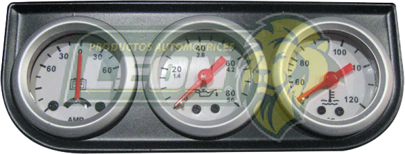 MARCADOR TRIPLE NEGRO CON FONDO BLANCO (MEDIDOR DE VOLTS, AGUA Y ACEITE)