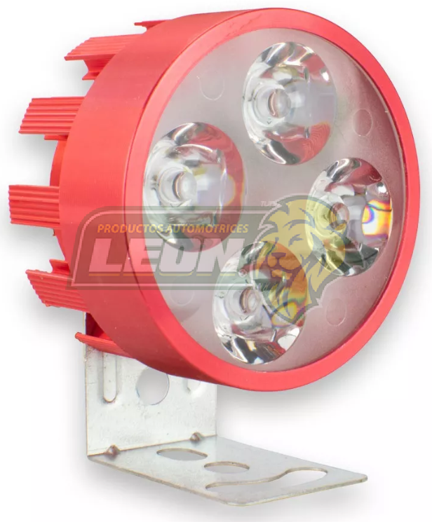 FARO DE LED P/MOTO REDONDO 4 LEDS 3 WATTS CON ESTROBO (FUNCION DE FLASH) CARCASA CORTA (ROJO)