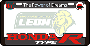 PORTAPLACAS DELUXE HONDA REALZADA, DECORADO SERIGRAFIA Y HOT ESTAMPING (JGO. c/2 pzas.)