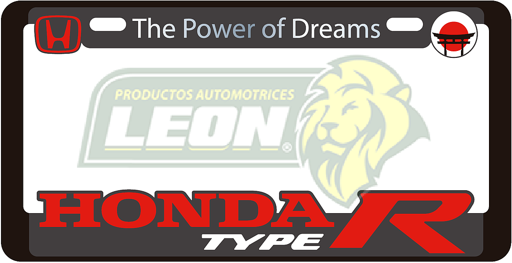 PORTAPLACAS DELUXE HONDA REALZADA, DECORADO SERIGRAFIA Y HOT ESTAMPING (JGO. c/2 pzas.)