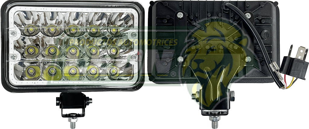 UNIDAD CUADRADA 5" OJO DE ANGEL 15 HIPERLEDS 3W C/U COLOR AZUL c/SOQUET 3T. (JGO. c/2 pz.)