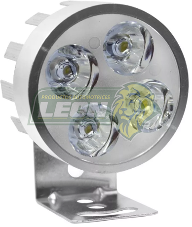 FARO DE LED P/MOTO REDONDO 4 LEDS 3 WATTS CON ESTROBO (FUNCION FLASH) CARCASA CORTA (GRIS)
