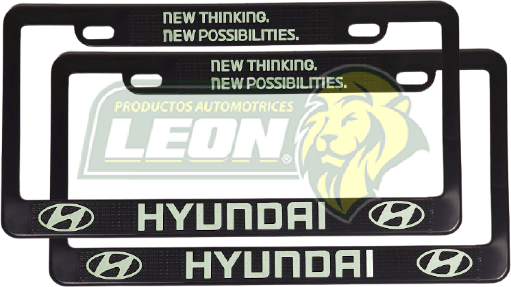PORTAPLACAS NEGRAS GRABADAS HYUNDAI LETRAS FLUORESCENTES (JGO. c/2 pzas.)