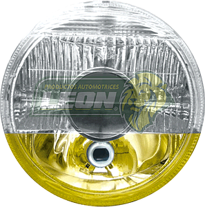 UNIDAD HUECA REDONDA 7” VW SEDAN 1600 (DE 3 FOCOS, C/CARCAZA Y LUPA) BLANCA-AMARILLA (JGO. c/2 pz.)