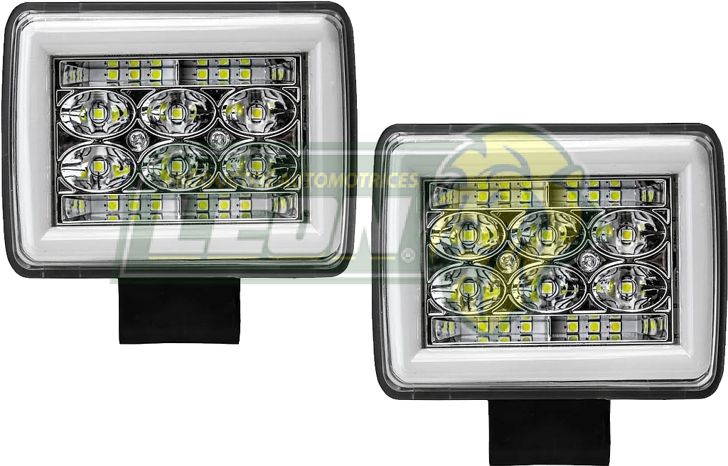FARO LUZ BLANCA, ESTROBO C/OJO DE ANGEL TIPO GEL AMBAR C/18 LEDS 12V UNIVERSAL (JGO. c/2 pz.)