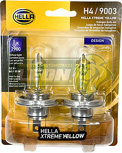 FOCO H4 HELLA BOMBILLA AMARILLO 12V 60/55W PREMIUM 2900K (FH4YL6) (JUEGO c/2 pz.)