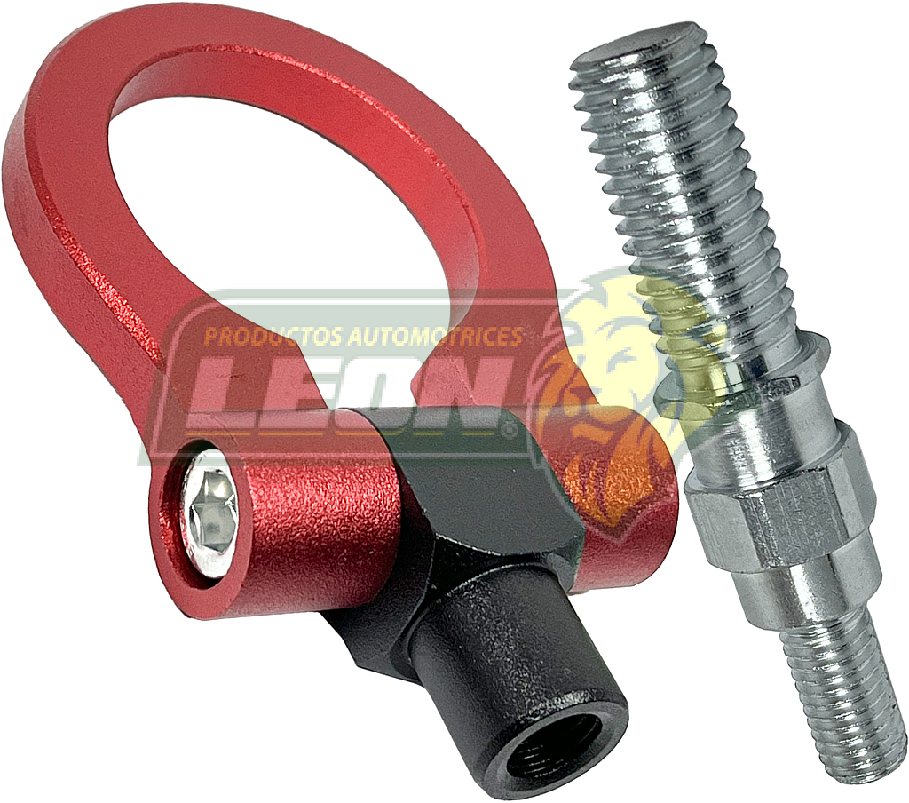 GANCHO DE ARRASTRE DE ALUMINIO UNIVERSAL REDONDON COLOR ROJO