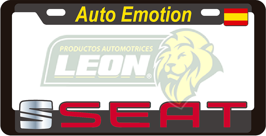 PORTAPLACAS DELUXE SEAT REALZADA, DECORADO SERIGRAFIA Y HOT ESTAMPING (JGO. c/2 pzas.)