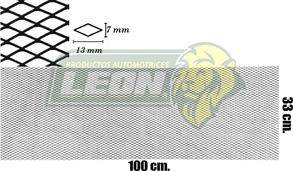 MALLA ALUMINIO PARA PARRILLA FIGURA CHICA 33x100 cm ANONIZADA COLOR ALUMINIO